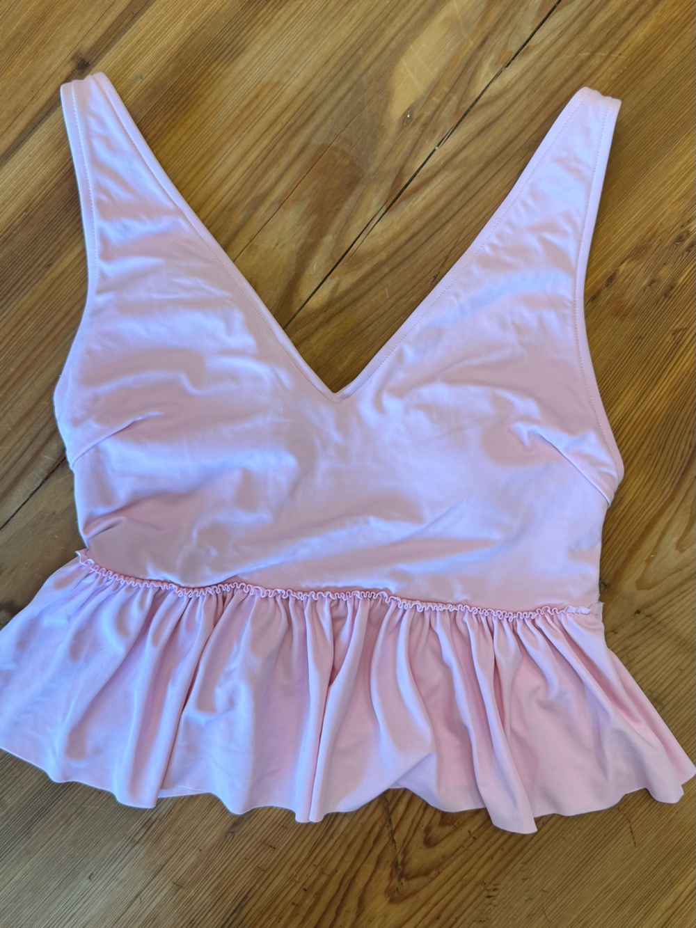 Kortni Jeane Light Pink Ruffle Hem Bikini Top
